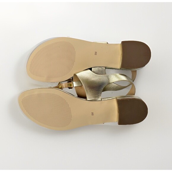 Talbots Women’s Size 8 Gold T-Strap Flip Flop Sandals Shell Summer Beach Shoes - Picture 7 of 7